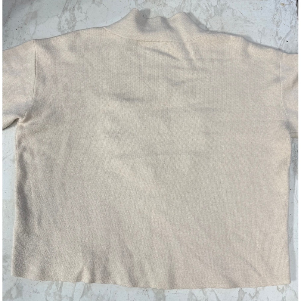 Maeve Mock Neck Sweater Womens Small Cream Excellent Embroidered Crest Paris - Picture 3 of 5